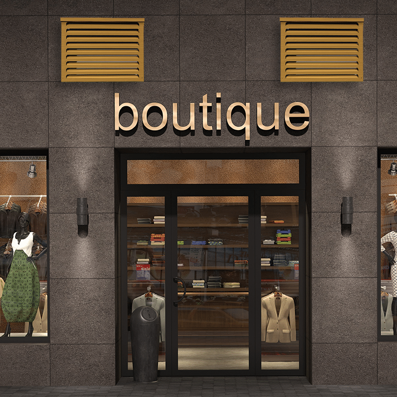 Cache climatiseur pour vitrine de magasin